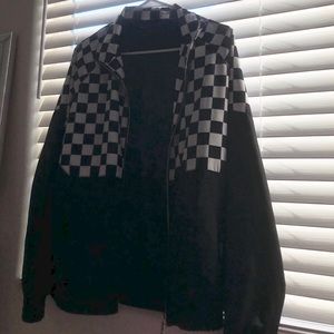 forever 21 half checkered black jacket